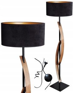 Lampa podłogowa 145 cm stojąca. Loft. Różne kolory drewna i abażuru. Drewno i abażur.