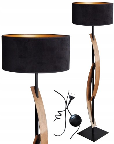 Lampa podłogowa 145 cm stojąca. Loft. Różne kolory drewna i abażuru. Drewno i abażur.  Hol, korytarz, salon, biuro, restauracja, kawiarnia, sypialnia.