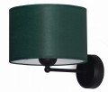Kinkiet ścienny z abażurem 22 cm. Różne kolory abażuru. Lampa do restauracji, hotelu, korytarza, hol. Kinkiet z zielonym abażurem.