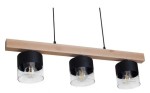 Lampa sufitowa wisząca drewno trzy szklane klosze . Różne kolory drewna do wyboru. 