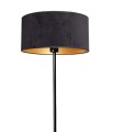 Lampa podłogowa 153 cm stojąca czarno/złota, abażur welurowy, loft. Lampa do salonu, jadalni, sypialni, korytarza. Przybliżenie na abażur.