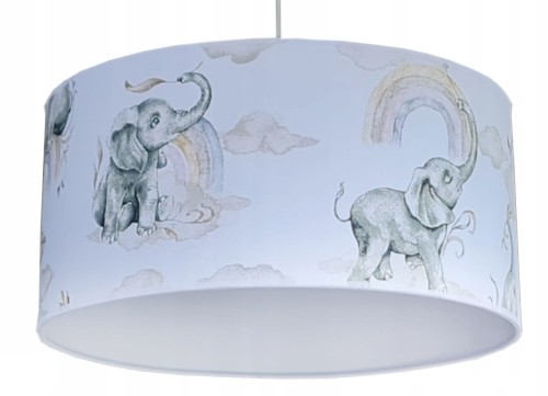 Lampa wisząca sufitowa plafon 35 cm do pokoju dziecięcego dla dziecka. Żyrandol. Lampa ze słoniami, słonikami, tęczą. Pastelowe kolory.