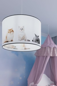 lampa wisząca sufitowa KOTY 40 cm do pokoju dziecięcego dla dziecka. Żyrandol zwierzęta.