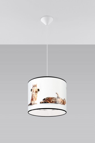 lampa wisząca sufitowa KOTY 30 cm do pokoju dziecięcego dla dziecka. Żyrandol zwierzęta. Lampa do pokoju dziewczynki.