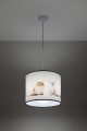 lampa wisząca sufitowa KOTY 30 cm do pokoju dziecięcego dla dziecka. Żyrandol zwierzęta. Abażur w kotki.