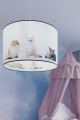 lampa wisząca sufitowa KOTY 30 cm do pokoju dziecięcego dla dziecka. Żyrandol zwierzęta. Wnętrze - pokój dla dziewczynki.