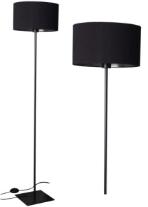 Zestaw Lampa podłogowa 153 cm stojąca czarna matowa, ABAŻUR, loft.  PROMO